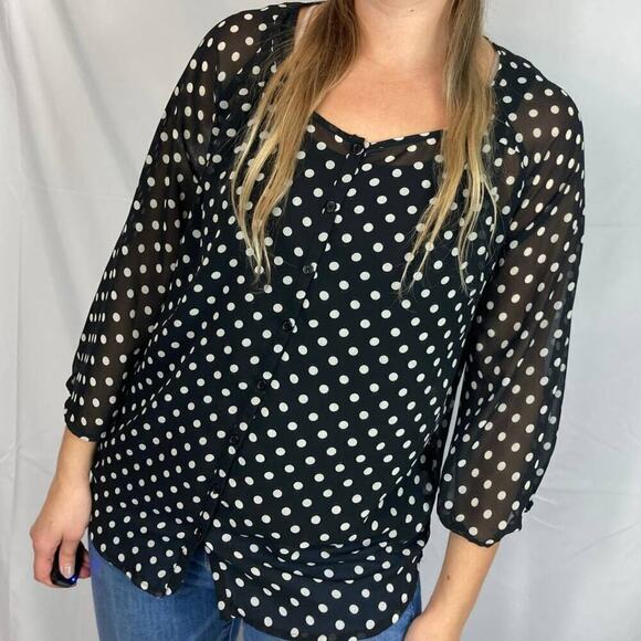 Pleione Button Down Polka Dot Shirt - Picture 6 of 7